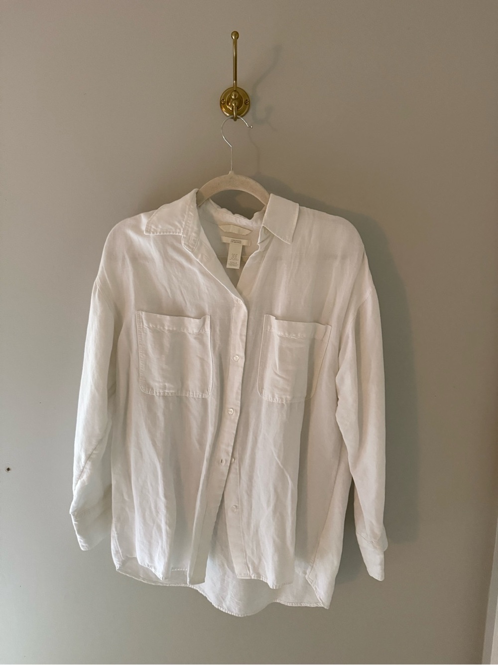 H&M Women's Linen White Button-Down Shirt